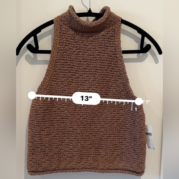 Anthropologie Halter brown sweater top XL y2k boho cottagecore bohemian - Picture 11 of 13